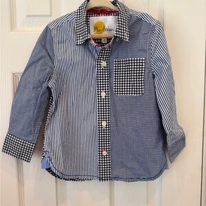 Mini Boden Blue and Black Button Down Shirt